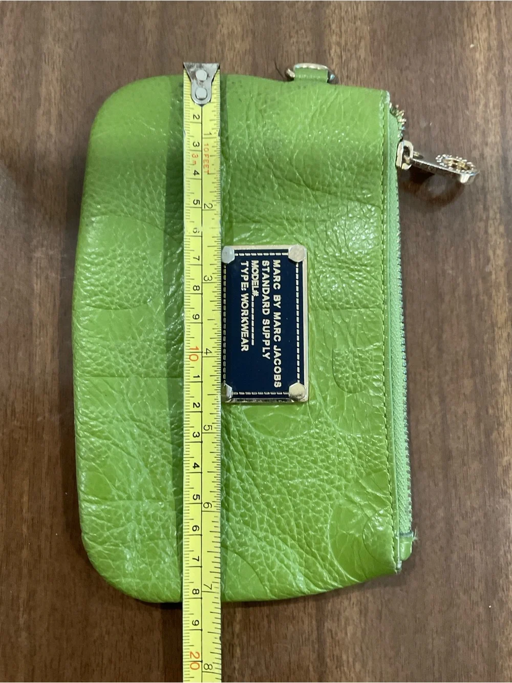 Marc by Marc Jacobs Bright Lime Green Leather Zip Wristlet pouch bag
